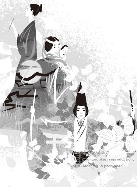 ランティエ(角川春樹事務所)周防柳連載「世阿弥異聞」第九回扉イラスト