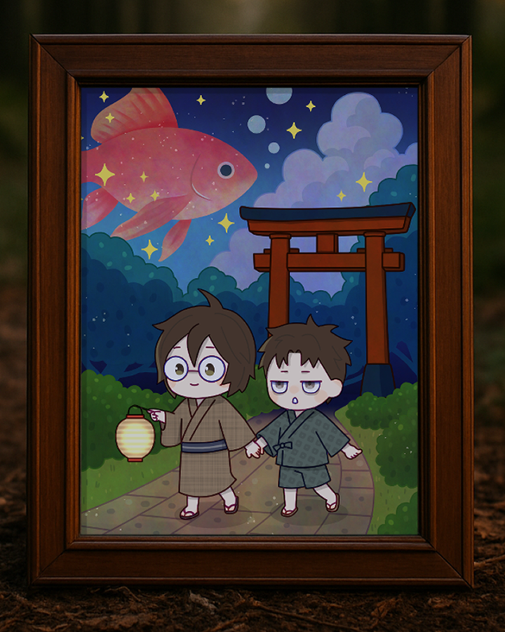 オリジナルイラスト「夜道の金魚」