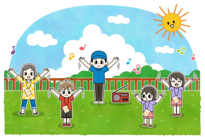 夏休み/ラジオ体操/イラスト/榎本はいほ
