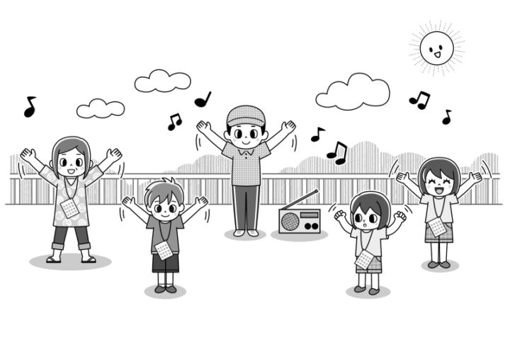 夏休み/ラジオ体操/イラスト/榎本はいほ