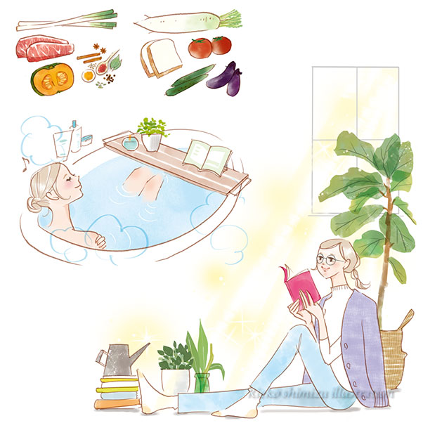 会報誌OZIOBeauty-ライフスタイル、食べ物のイラスト