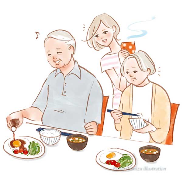 ファンケル「元気生活」家族のイラスト