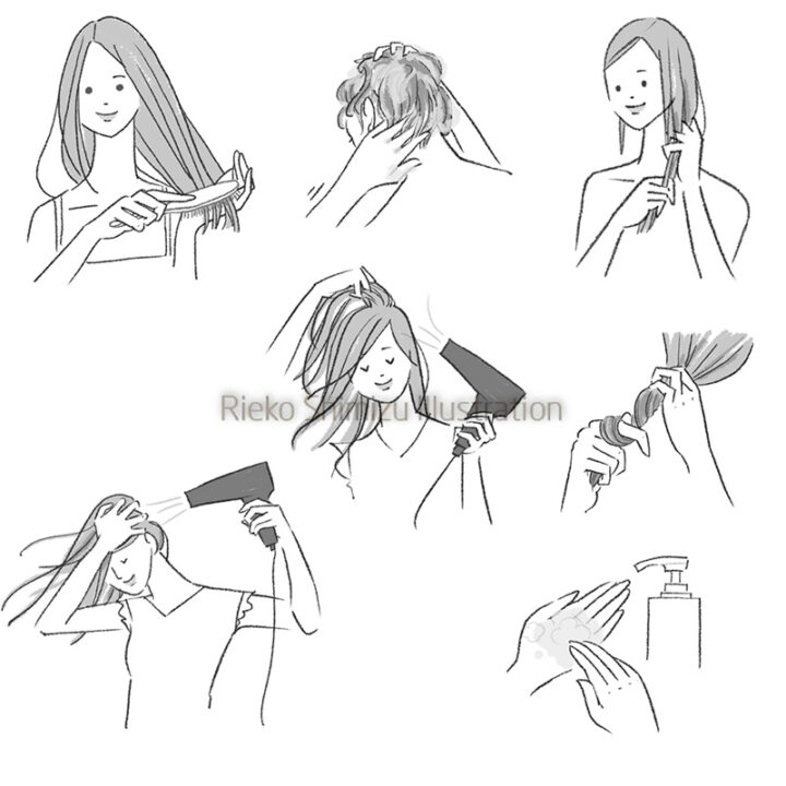 書籍「印象は髪がすべて 大人髪のトリセツ」挿絵イラスト