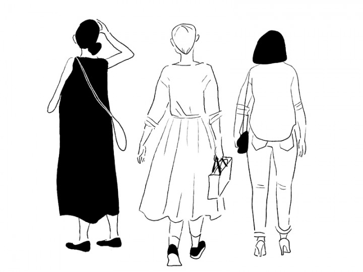 3人の女性の後ろ姿