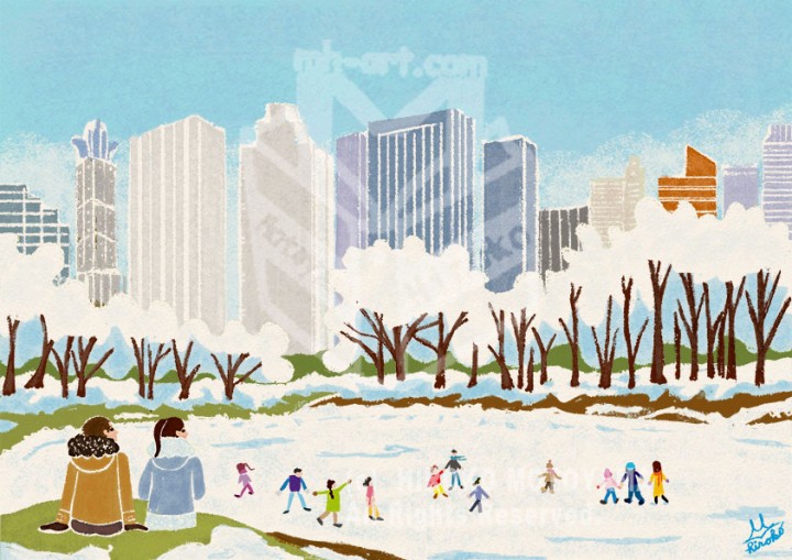 オリジナル作品　冬「公園と雪」