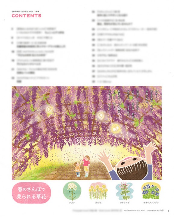 赤ちゃんとママ社雑誌「1.2.3歳」Vo.169　春号　目次・扉イラスト