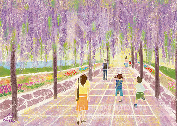オリジナル作品　日本の春「藤の花のトンネル」