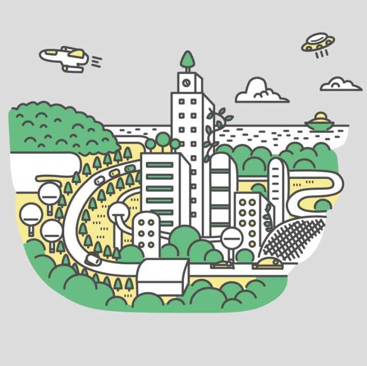緑の多い未来都市