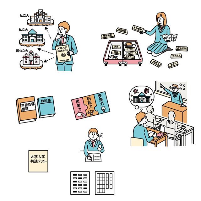 大学入学共通テストを旅に例えたカット
