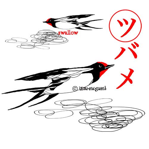 ツバメ→