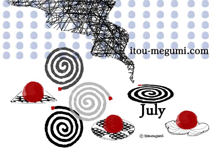 7月　蚊取線香と梅干し