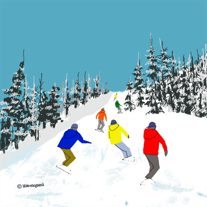 雪山でスノースポーツ
