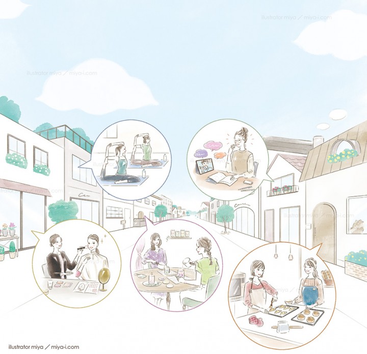 九州電力様「おけいこタウン」ビジュアルイラスト