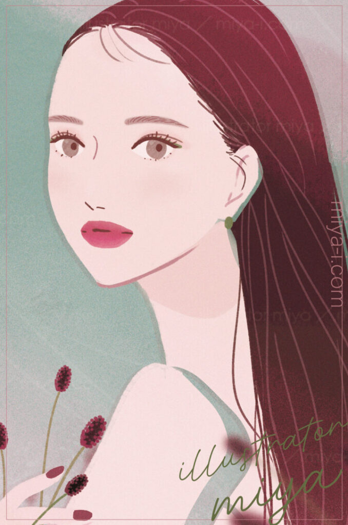 女性イラスト・おしゃれ・メイク・美容・スキンケア・表紙・ポスター・コスメ・広告