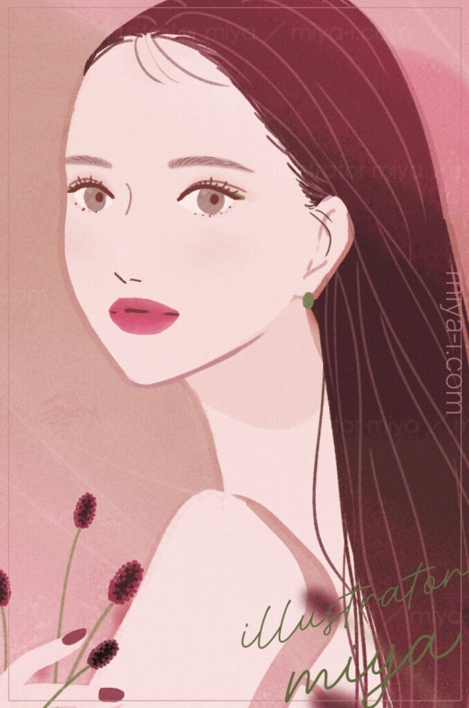 女性イラスト・おしゃれ・メイク・美容・スキンケア・表紙・ポスター・コスメ・広告