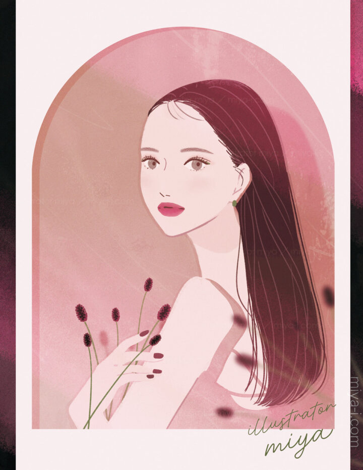 女性イラスト・おしゃれ・メイク・美容・スキンケア・表紙・ポスター・コスメ・広告