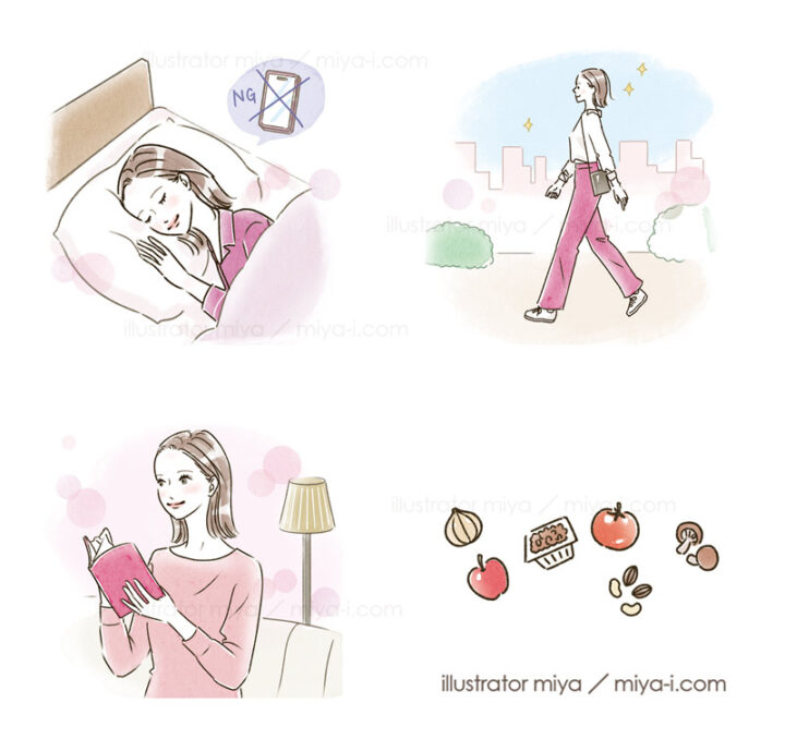 女性イラスト・おしゃれ・線画・美容・スキンケア・肌・正面顔