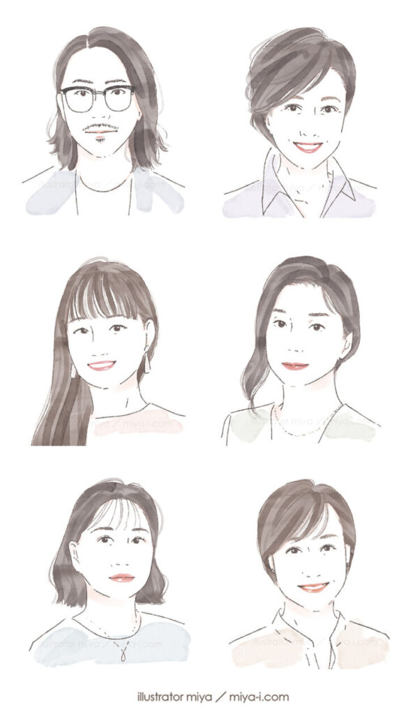 女性・イラスト・おしゃれ・線画・似顔絵