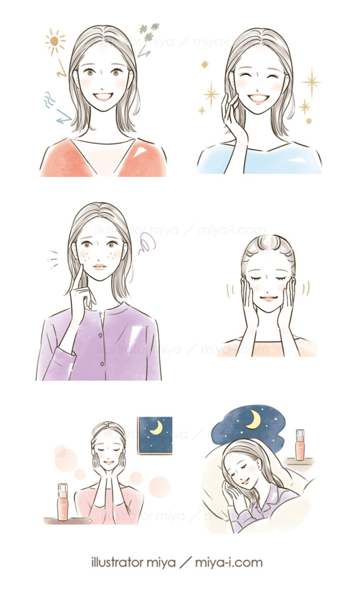 ナチュラルサイエンス様会報誌「ナチュラルメッセプラス2026年早春号」スキンケアイラスト