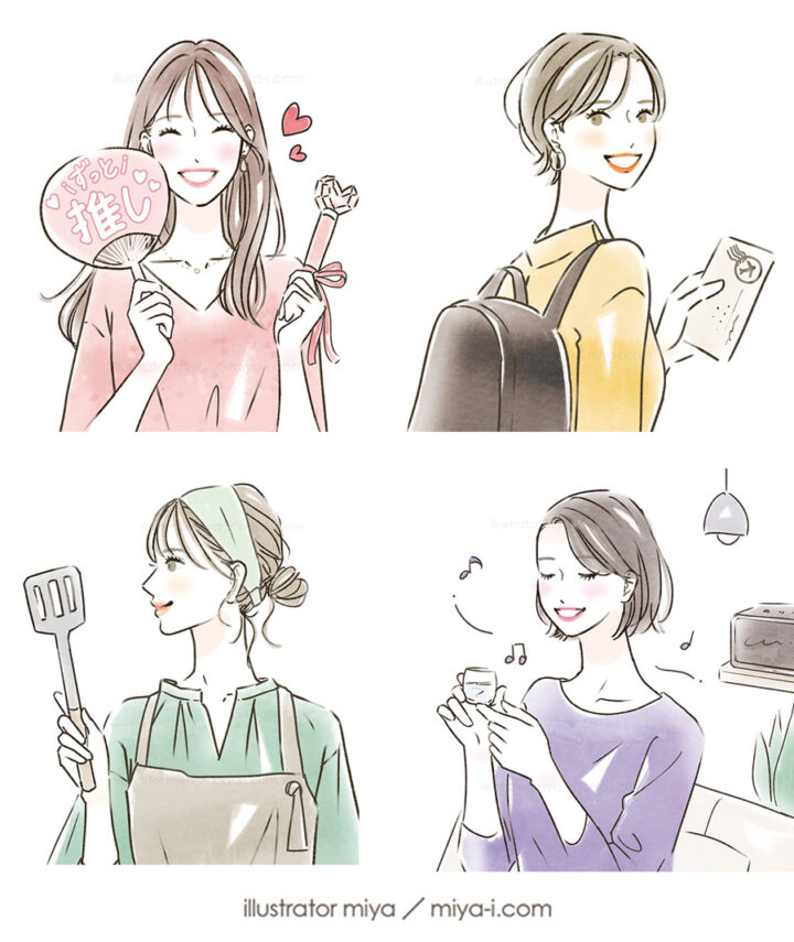 女性イラスト・おしゃれ・可愛い・ライフスタイル・ファッション・お酒・日本酒・診断イラスト