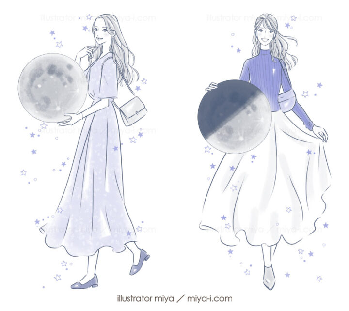 女性イラスト・可愛い・おしゃれ・占い・女性向け・イラスト・イラストレーター・星ひとみの天星術