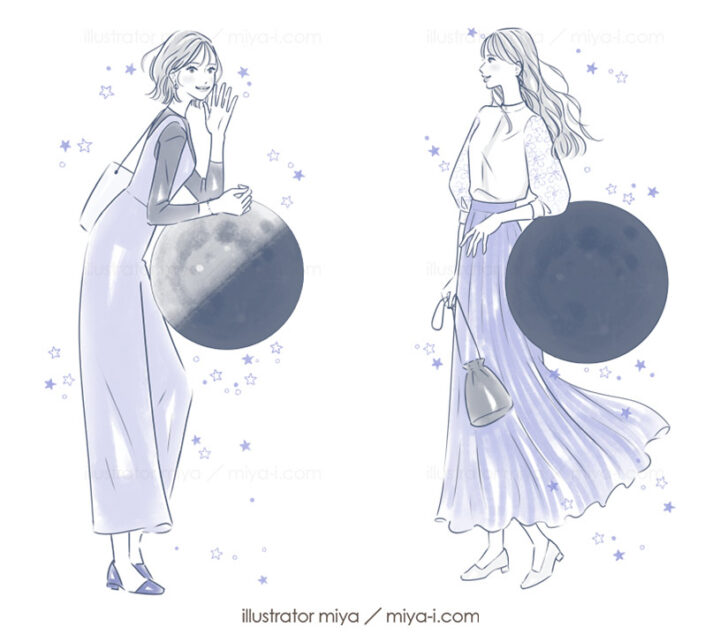 女性イラスト・可愛い・おしゃれ・占い・女性向け・イラスト・イラストレーター・星ひとみの天星術