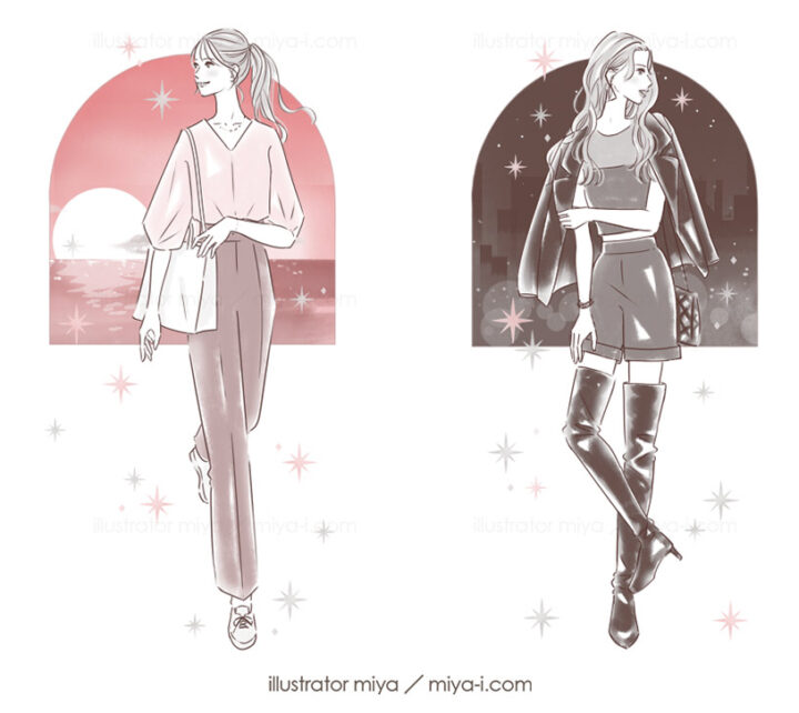 女性イラスト・可愛い・おしゃれ・占い・女性向け・イラスト・イラストレーター・星ひとみの天星術