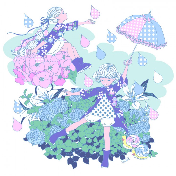 オリジナル作品：季節のイラスト_6月_梅雨