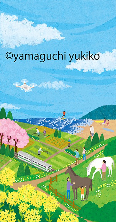 福島県観光ガイド表紙イラスト