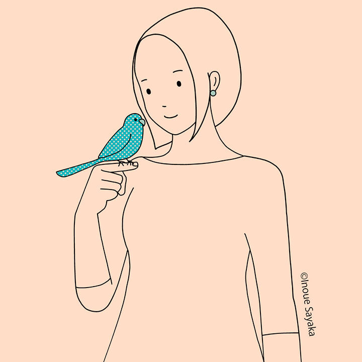 An woman with a blue bird