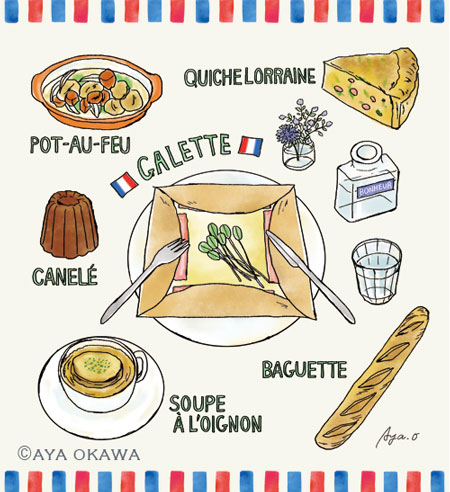 フランス料理・線画イラスト