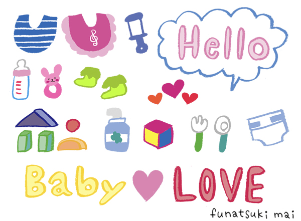 装飾イラスト＆書き文字「Hello Baby」