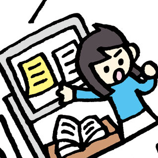 学事出版「校内研究・研修で職員室が変わった！」見開きイラスト