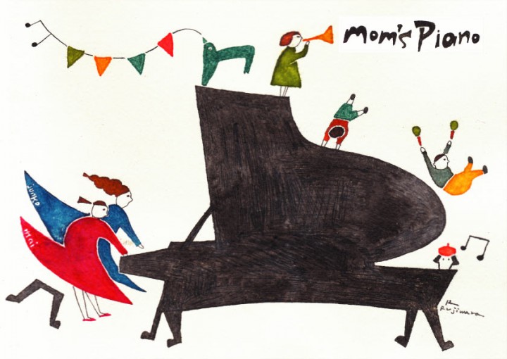 ピアノデュオユニット「mom's piano」／イラスト＆ロゴ