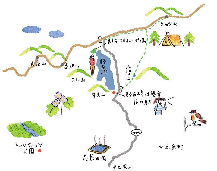 群馬県山ガイド冊子「ＹＡＭＡ ａｎｄ ＭＡＧＡＺＩＮＥ」イラストマップ