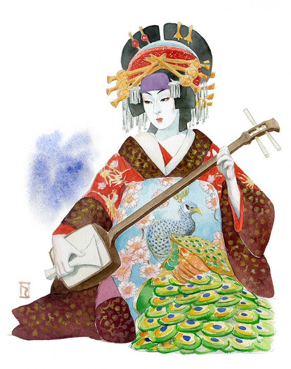 『歌舞伎事始め。』（伊達なつめ著／「Hanako」マガジンハウス）連載コラム用イラストレーション