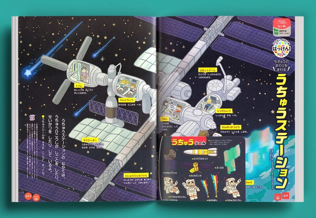 国際宇宙ステーションISSの図解イラスト