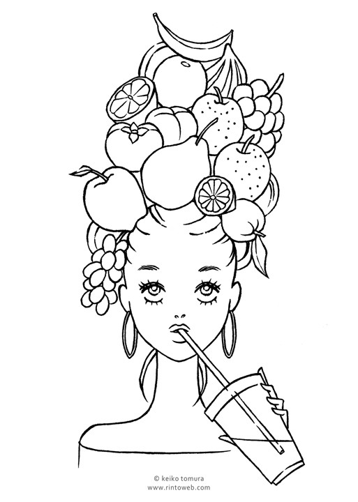 塗り絵 _fruits hair dress