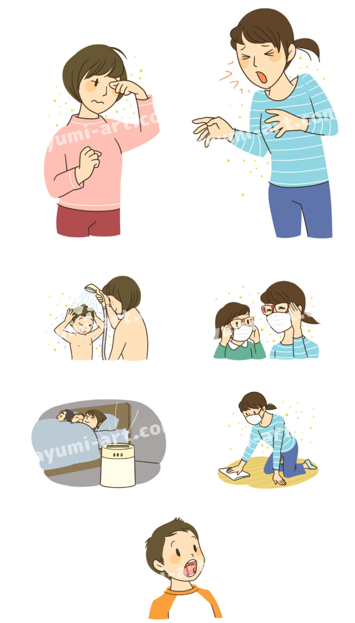 花粉症の女性のイラスト