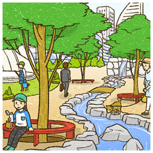 児童書イラスト『グリーンインフラって何だろう？』PHP研究所