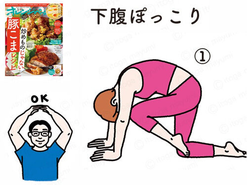 オレンジページ「続けやすいから、体が変わる！ 1日1分ストレッチ」　「下腹ぽっこり」