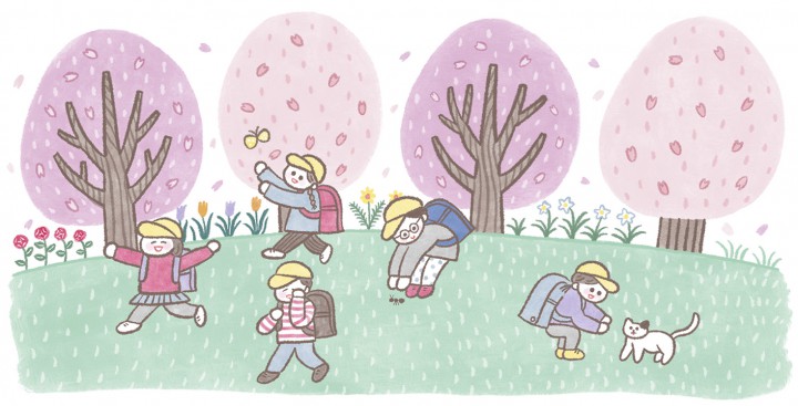 桜と子供