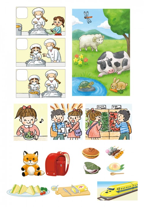 （株）くもん出版「思考力トレーニング 算数・国語」1年〜4年（カルチャー・プロ編）挿絵