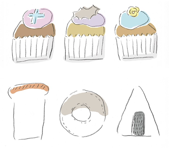 パンとケーキとおにぎり