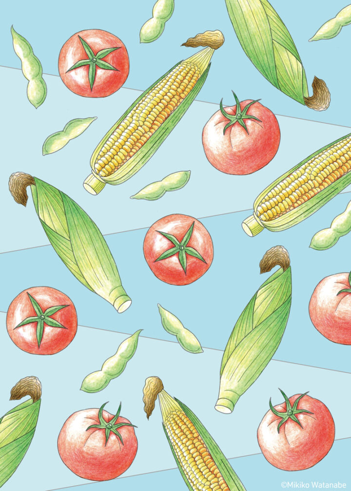 夏野菜のイラストパターン
