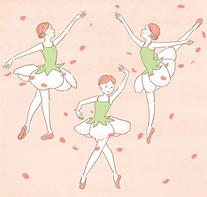 バレエをする女の子のイラスト