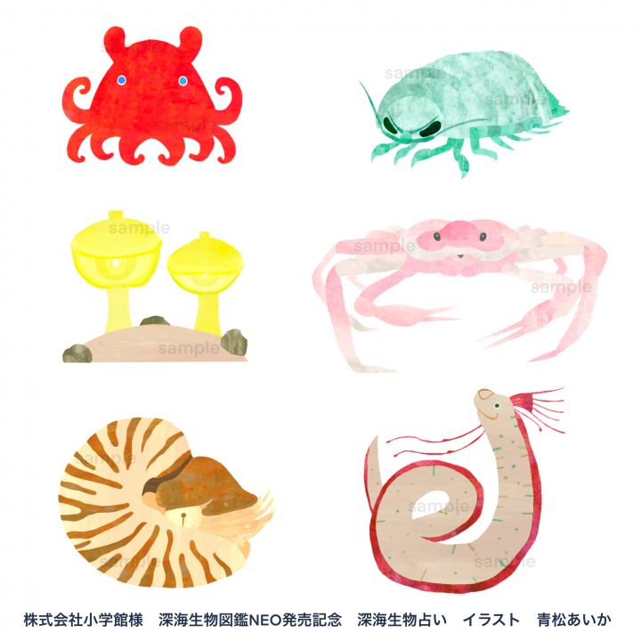 「株式会社小学館様　図鑑NEO深海生物発売記念　深海生物占いイラスト　①」
