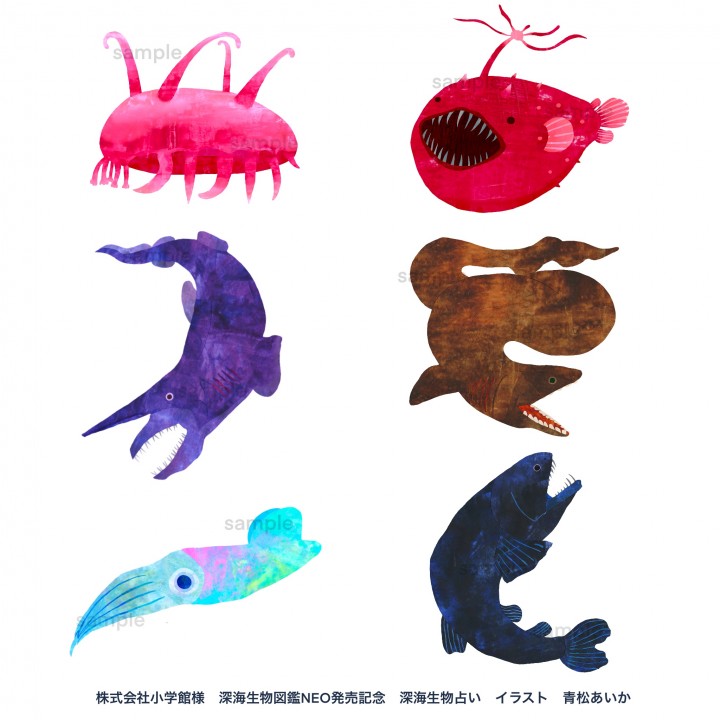 「株式会社小学館様　図鑑NEO深海生物発売記念　深海生物占いイラスト　②」