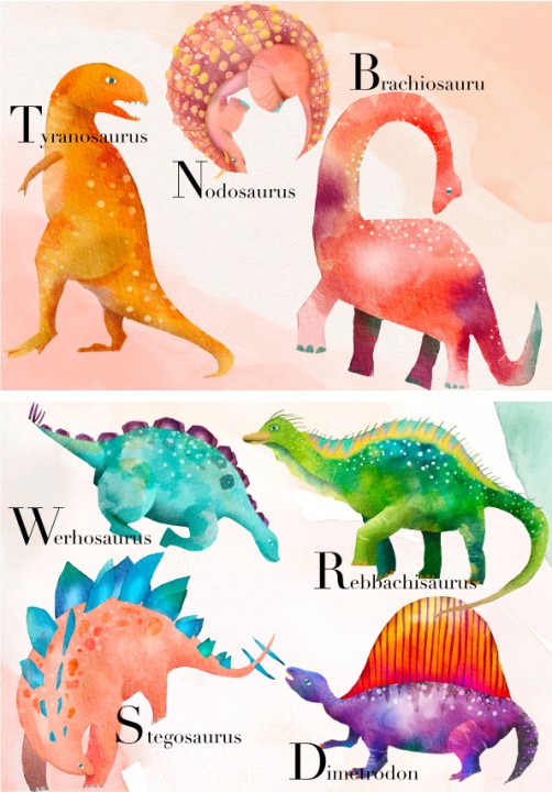 ポスター『Dreaming Dinosaurs Alphabet』～夢見る恐竜