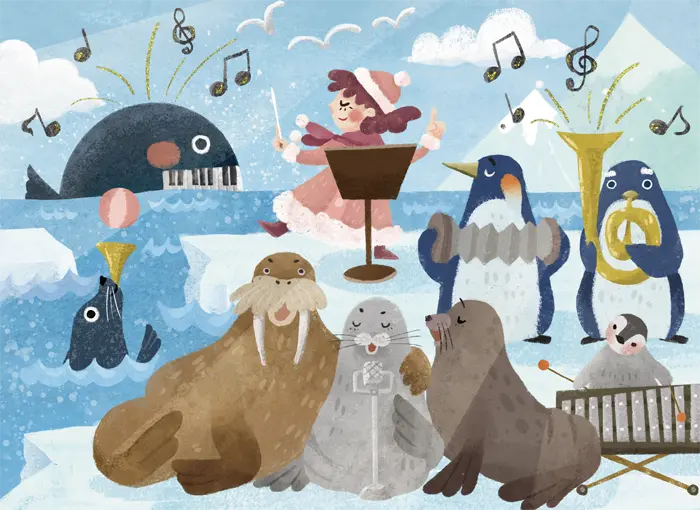海獣達の氷の上の音楽隊